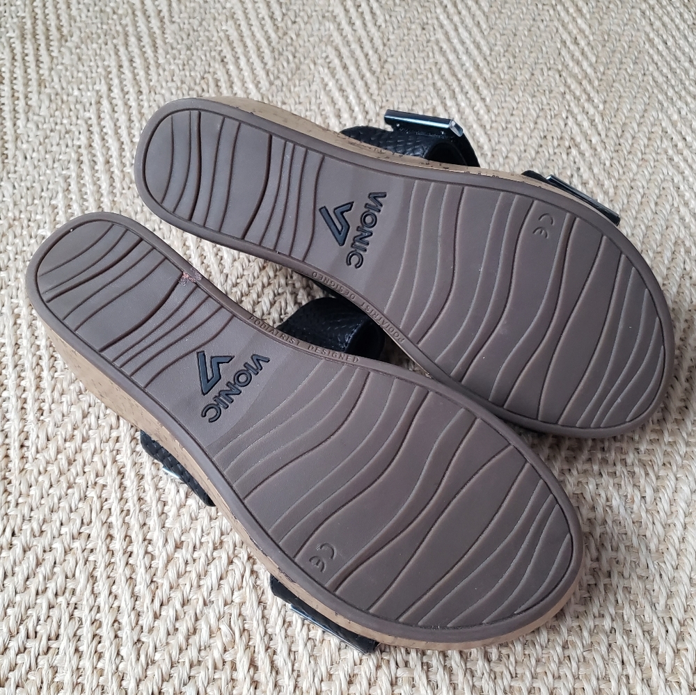 Vionic Black Cork Wedge Sandals - Picture 4 of 12